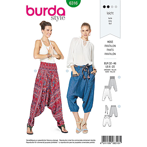Patrón Burda 6316 - Pantalón para mujeres del 32 al 46