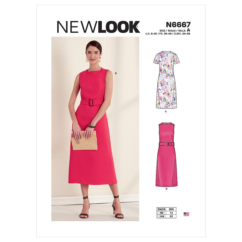 Patron New Look 6667 Robe droite avec pinces a la francaise activa france