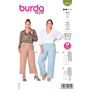 Patron Burda 6019 - Pantalon large à jambe droite du 46 au 56 (FR)#