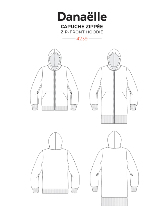 Patron Jalie 4239 DANAELLE- Sweat à capuche zippé
