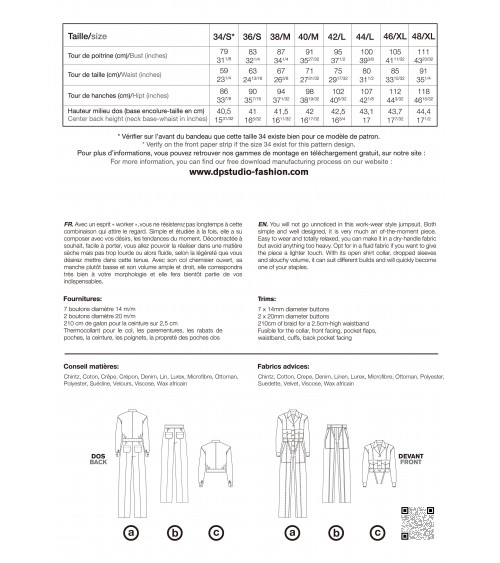Patron DP Studio Le 300 - Combinaison pantalon femme
