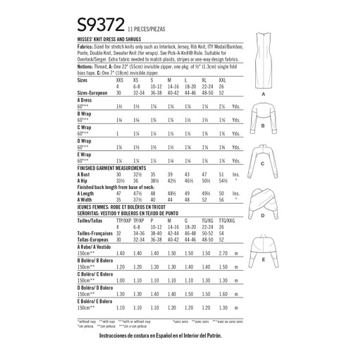 Patron Simplicity 9372 - Robe et haussements d'épaules pour femmes du 32 au 54 FR