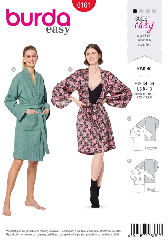 Patron Burda 6161 Kimono peignoir - du 34 au 44