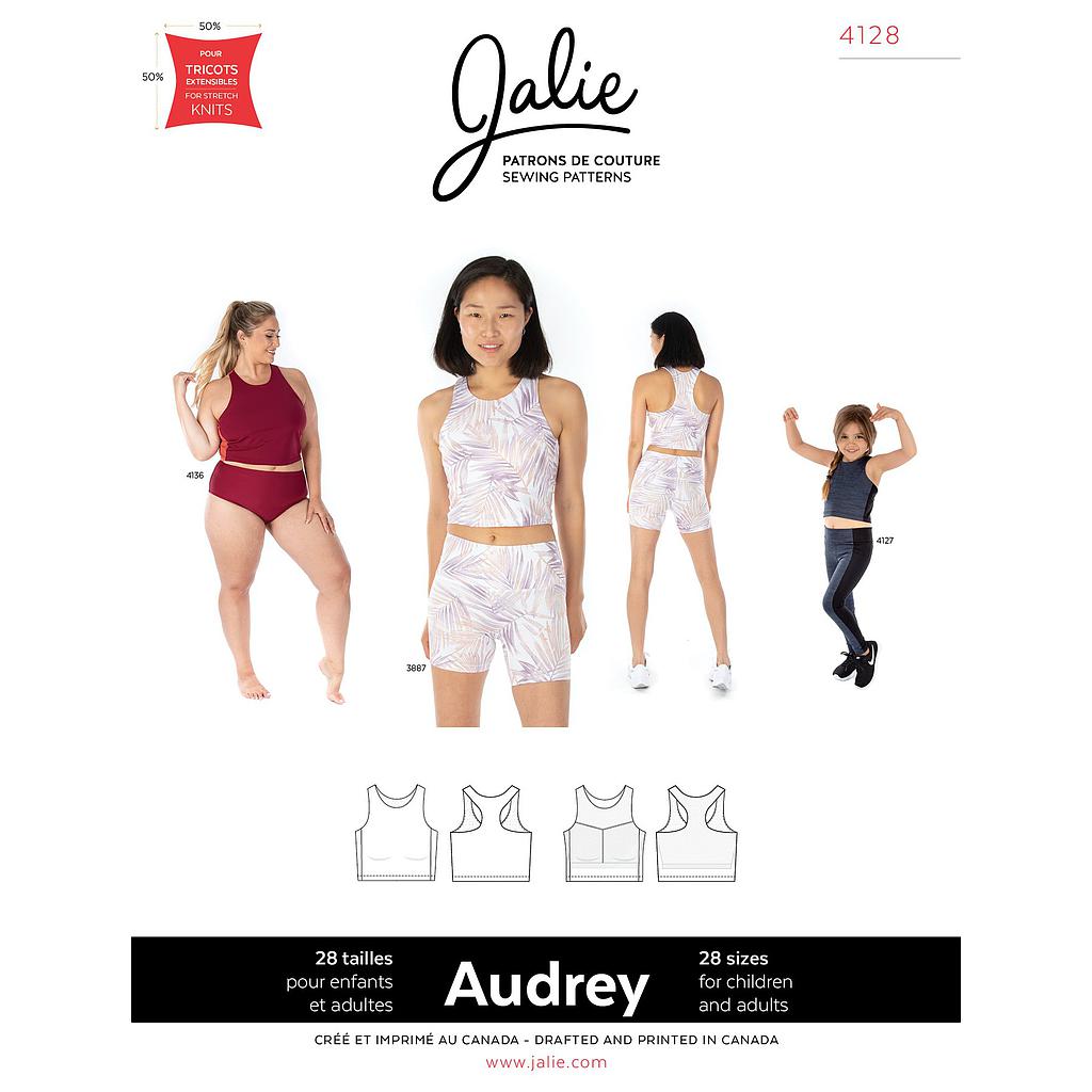 Patron Jalie 4128 AUDREY- Haut Sport court- Femme, Enfant fille