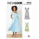 Patron New Look 6692 - Robe avec empiècement volant et décolleté carré du 34 au 46
