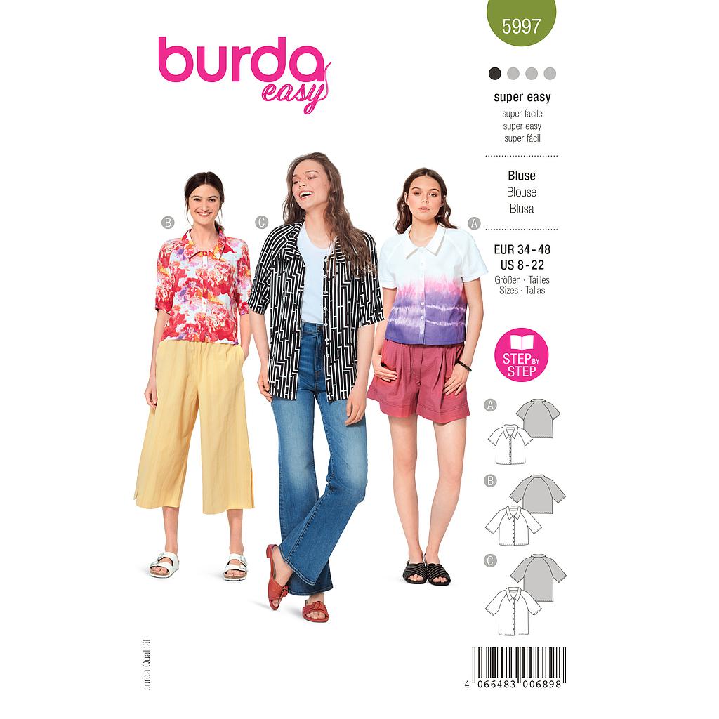 Patron Burda 5997 - Blouse manches raglan Femme du 36 au 46 (FR)