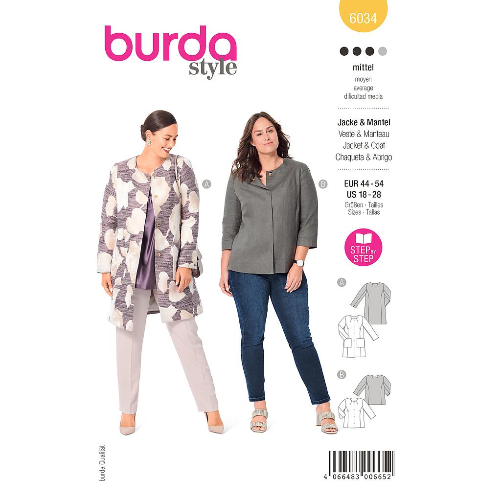 Patron Burda 6034 - Manteau et Veste tailleur du 46 au 56 (FR)