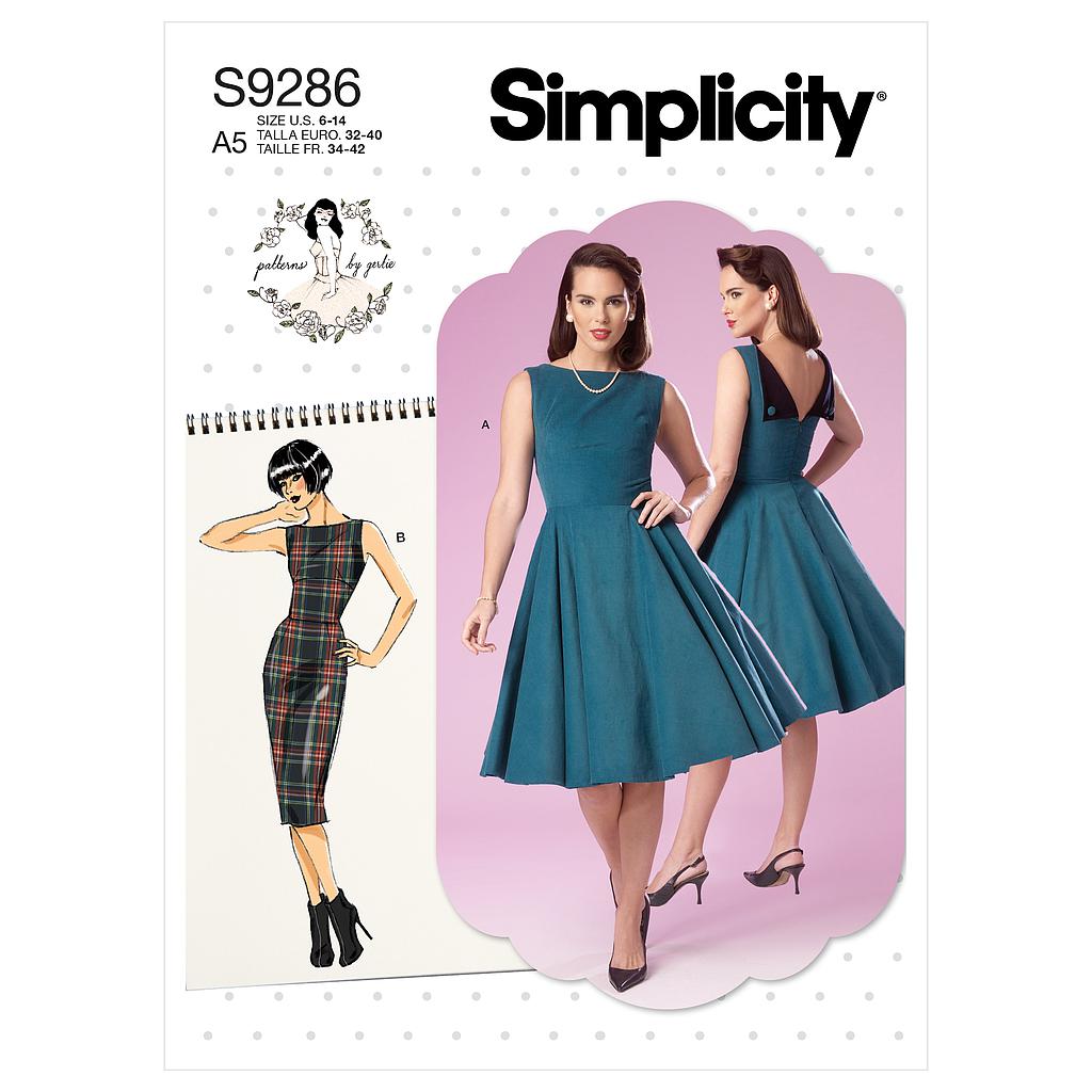 Patron Simplicity 9286 - Robe Femme avec haut ajusté et décolleté plié dans le dos du 34 au 50 (FR) 
