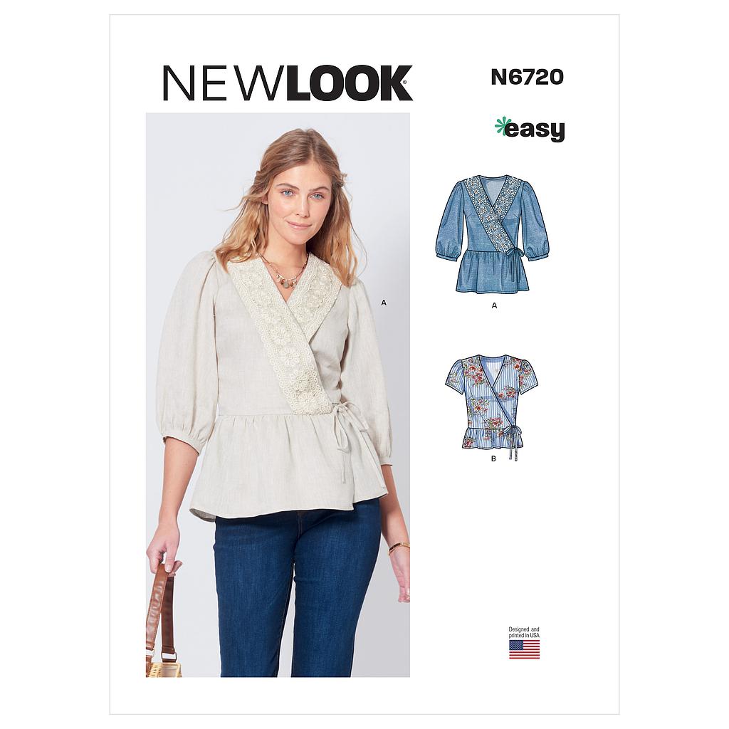 Patron New Look 6720 -  Hauts cache-cœur du 34 au 46 (FR)