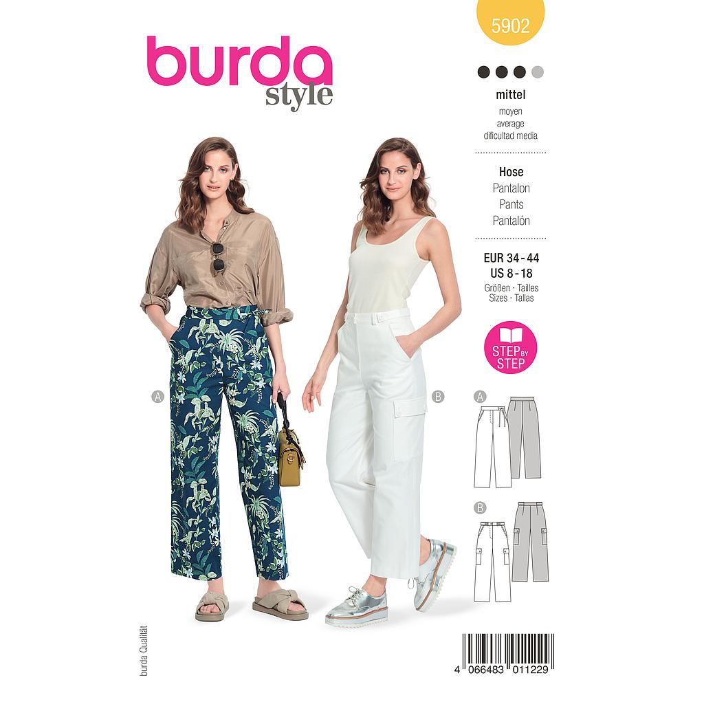 Patron Burda 5902 - Pantalons droits avec des poches du 34 au 44 (FR)
