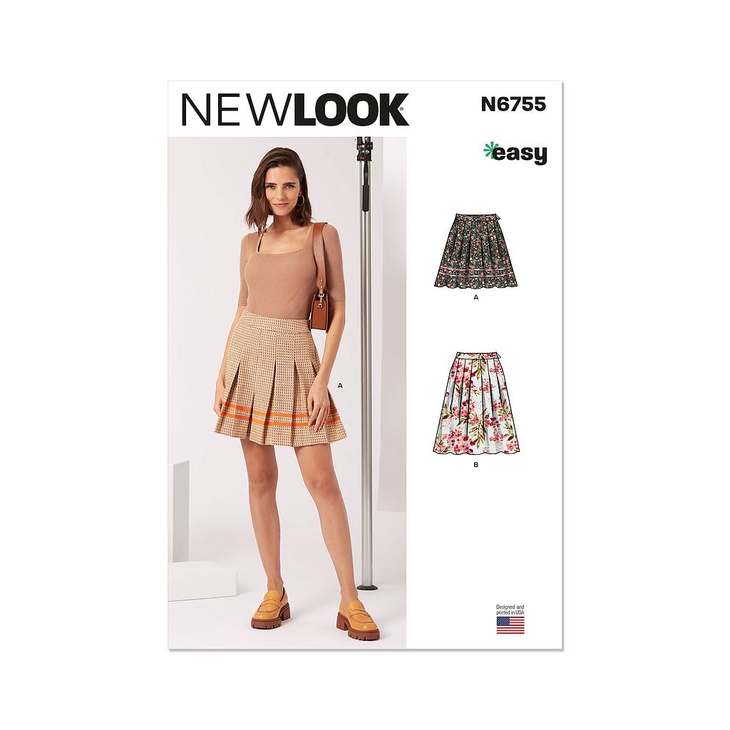 Patron New Look 6755 -  Jupe plissée du 34 à 44 (FR)