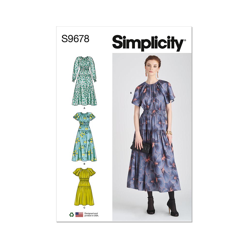 Patron Simplicity 9678 - Robe à manches du 36 au 52 (FR)