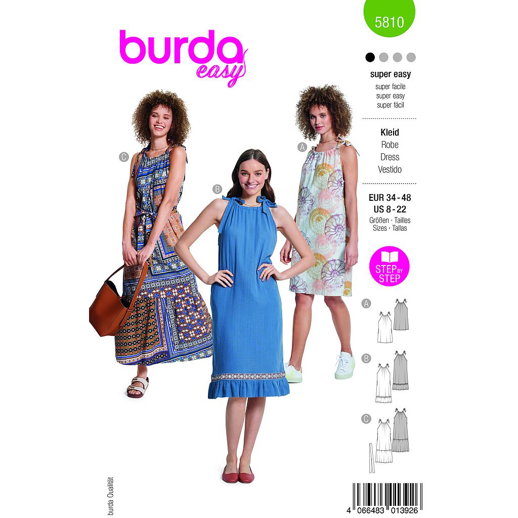 Patron Burda 5810 - Robe en popeline du 34 au 48 FR