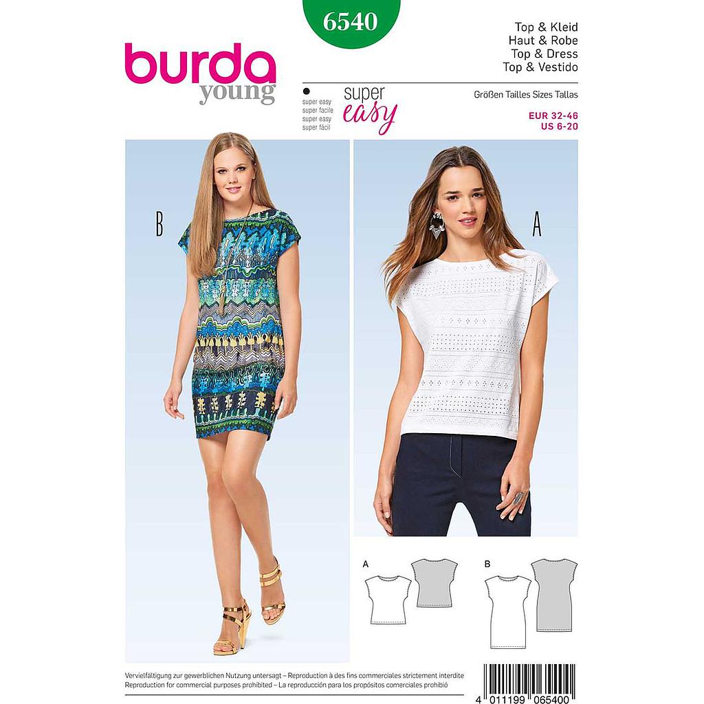 Patron Burda 6540 Haut et robe