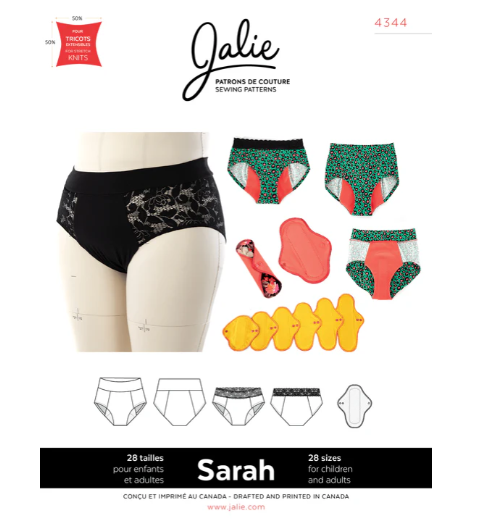 Patron Jalie 4344 - Culotte menstruelle et serviettes réutilisables
