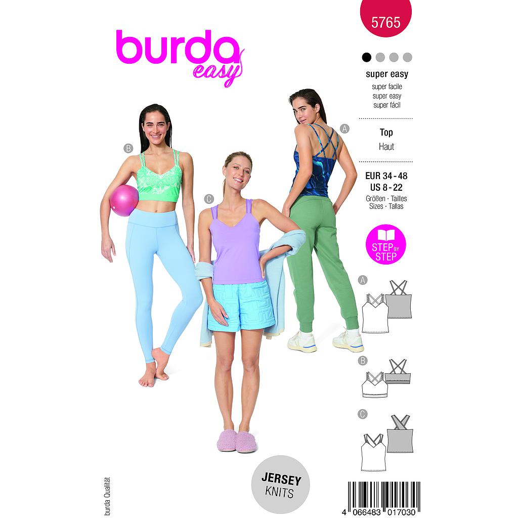 Patron Burda 5765 - Tops sportifs