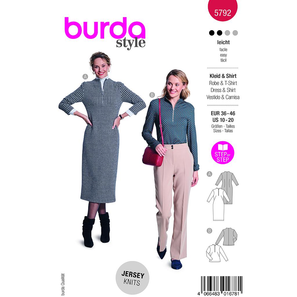 Patron Burda 5792 - Robe midi 