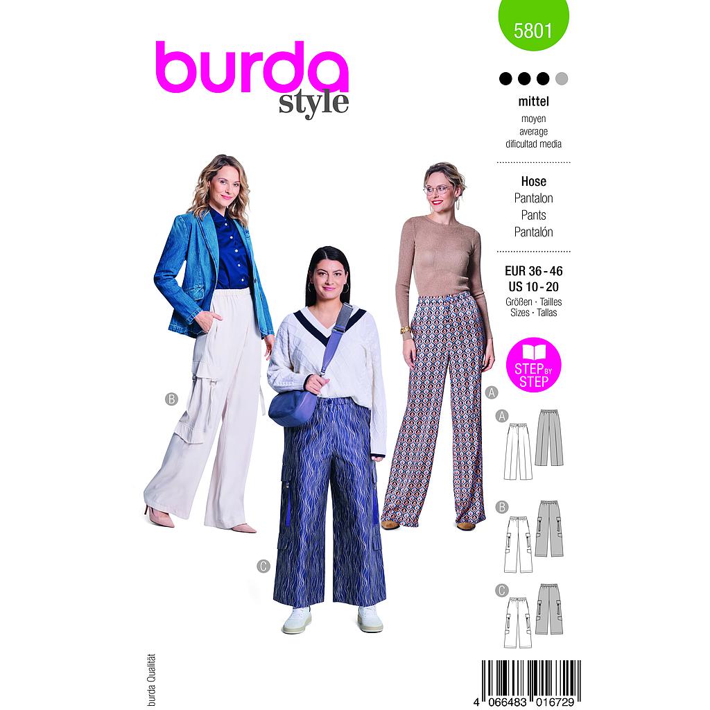Patron Burda 5801 - Pantalon chic
