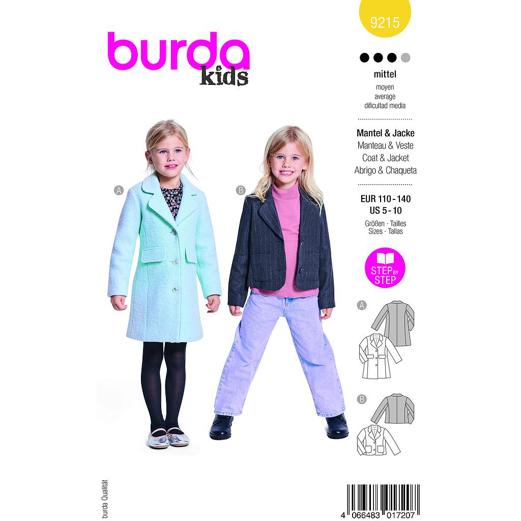 Patron Burda 9215 - Manteau pour enfants