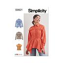 Patron Simplicity 9821 - Chemisier avec variations de col, manches et ourlet pour dames