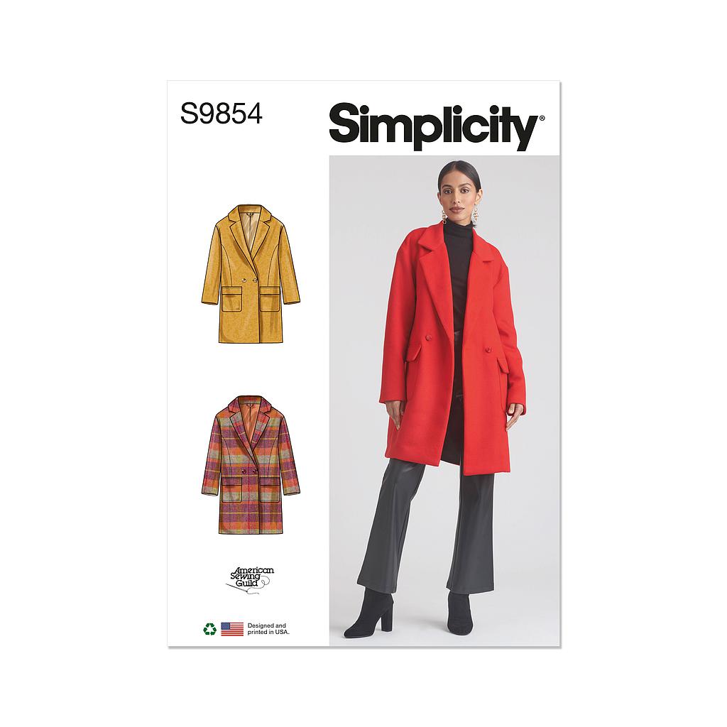 Patron Simplicity 9854 - Manteau doublé pour American Sewing Guild