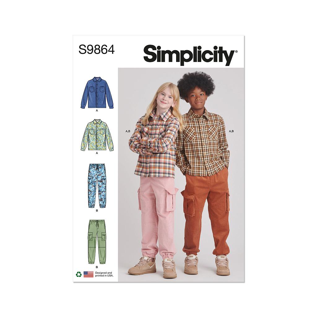 Patron Simplicity 9864 - Chemise et pantalon cargo pour filles et garçons