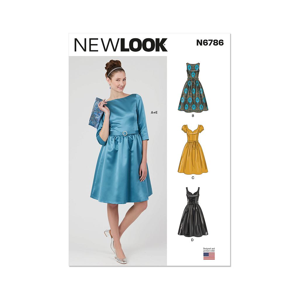 Patron New Look 6786 -  Robes Avec Ceinture et Sac pour Jeunes Femmes