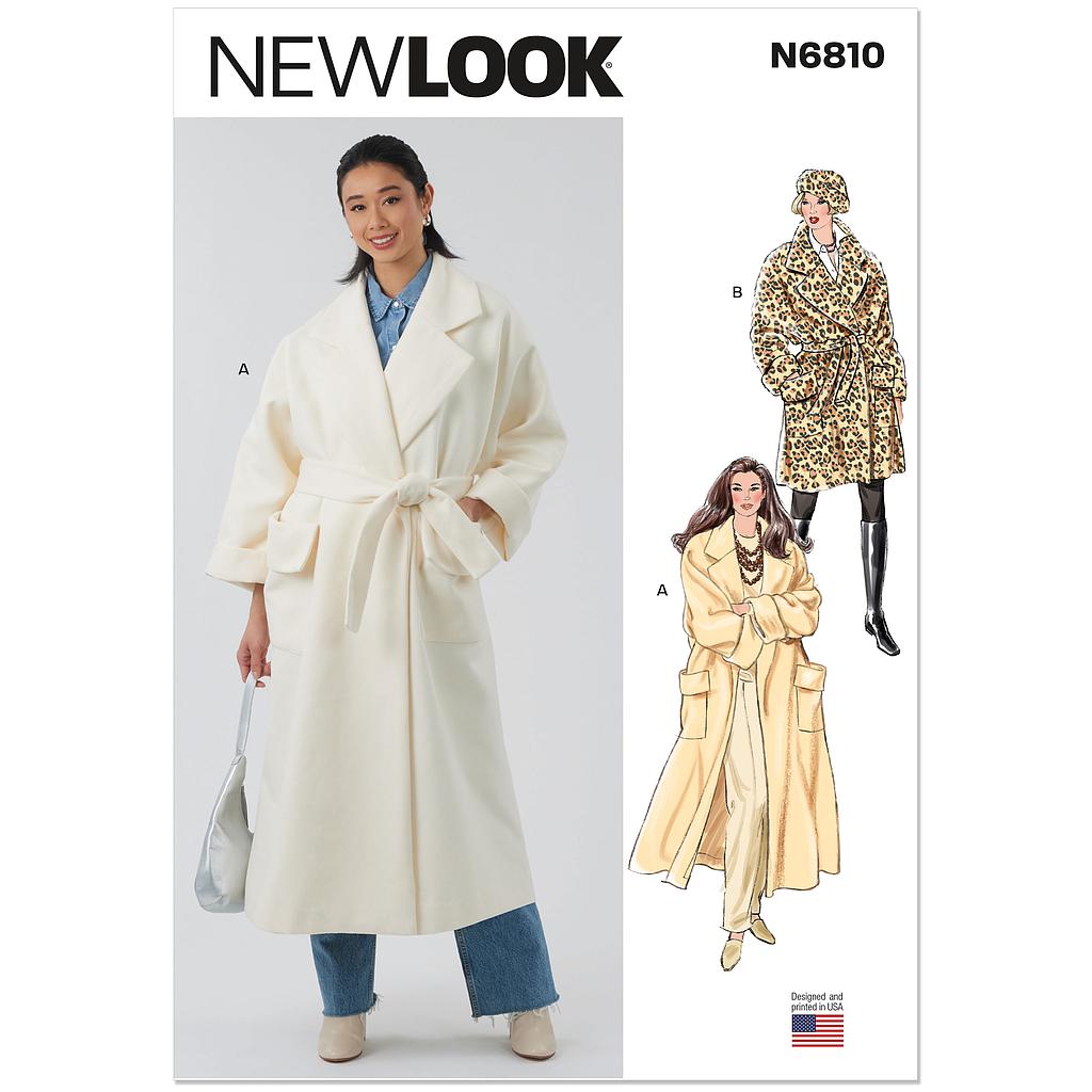 Patron New Look 6810 -  Manteau avec ceinture