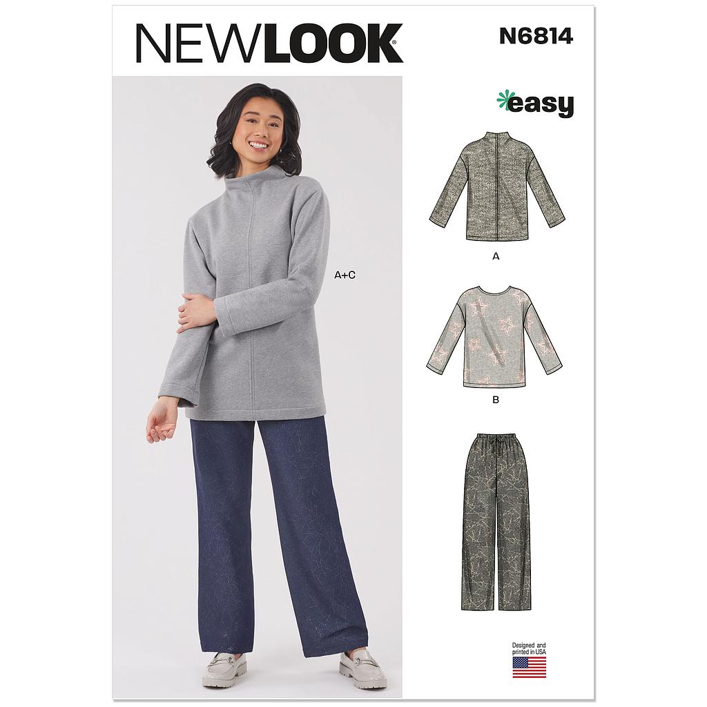Patron New Look 6814 -  Hauts en maille et pantalon