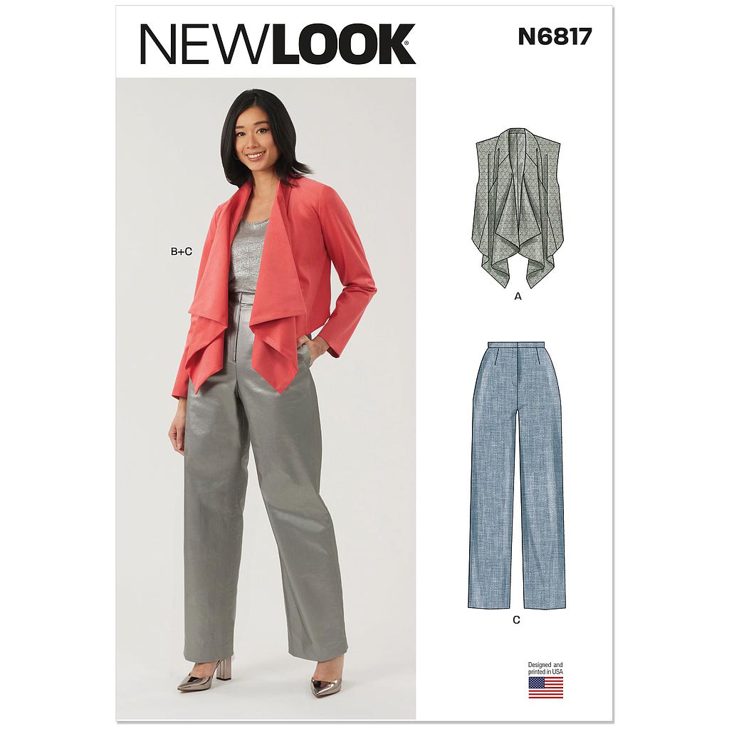 Patron New Look 6817 -  Gilet drapé, veste et pantalon