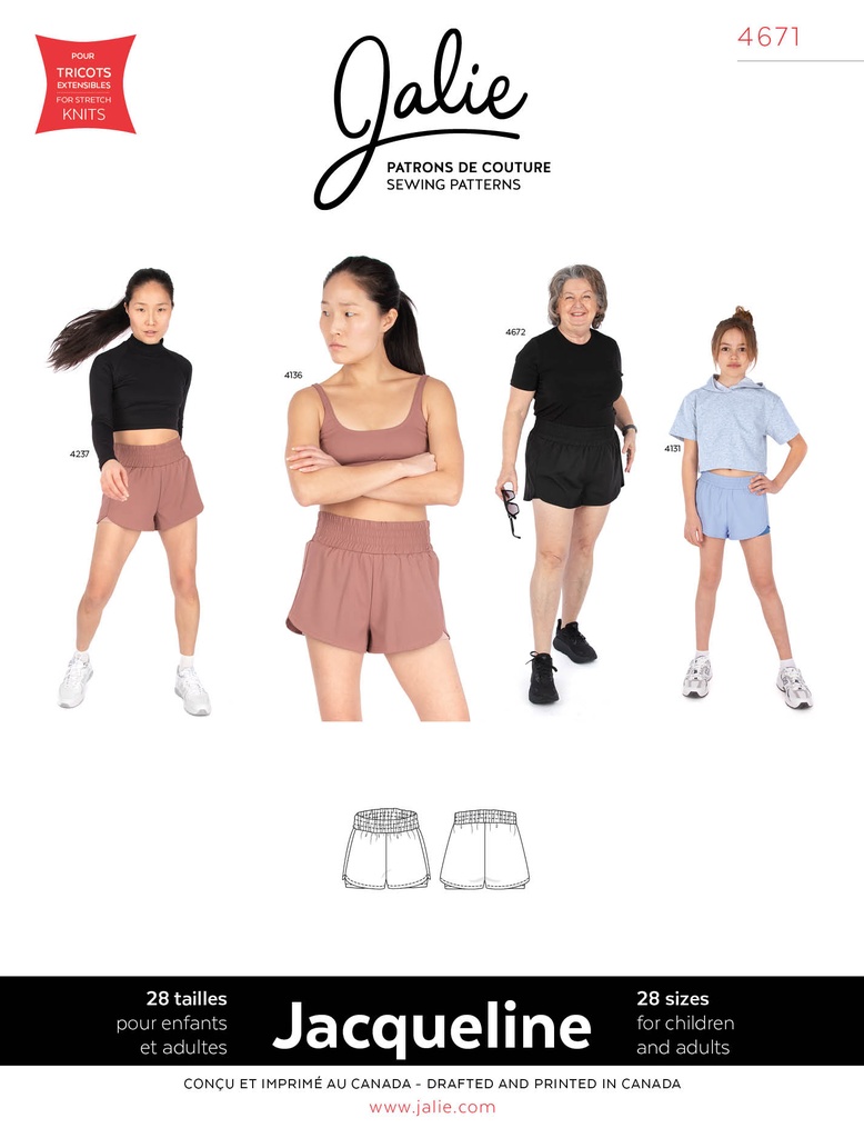 Patron Jalie 4671   JACQUELINE - Short de sport 2 en 1
