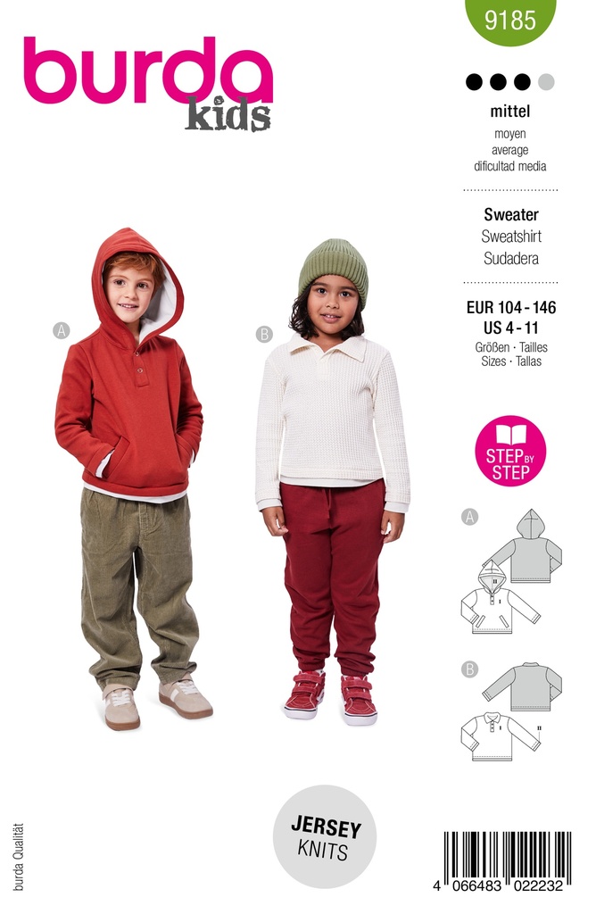 Patron Burda 9185 - Sweat et polo