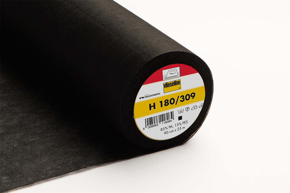 H 180 Entoilage thermocollant souple - noir - 25m x 90cm 