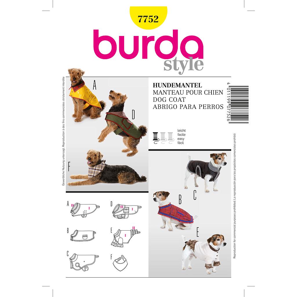Patron Burda 7752 Idée Creative Manteau pour chien