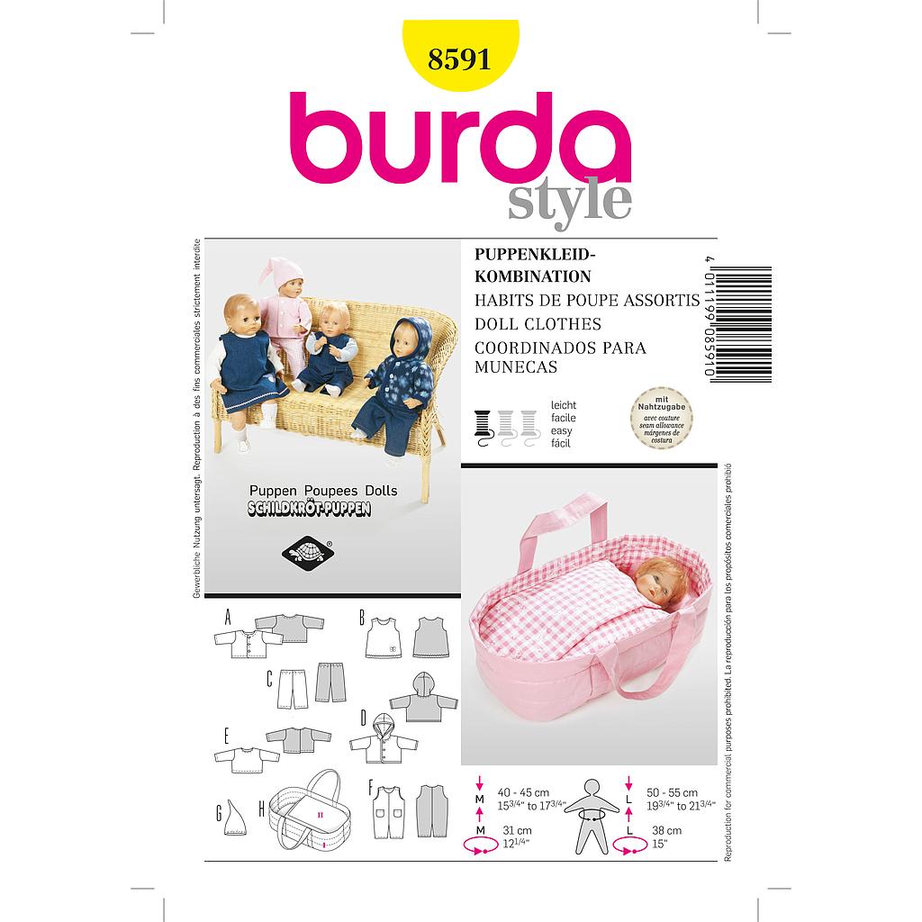 Patron Burda Creative 8591 habits de poupée