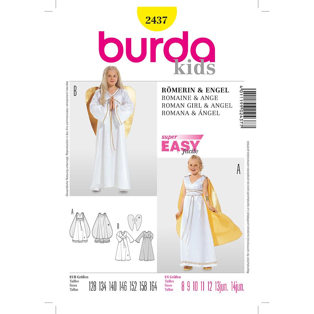 Patron Burda Carnaval 2437 - Déguisement Dame romaine et  Ange enfant