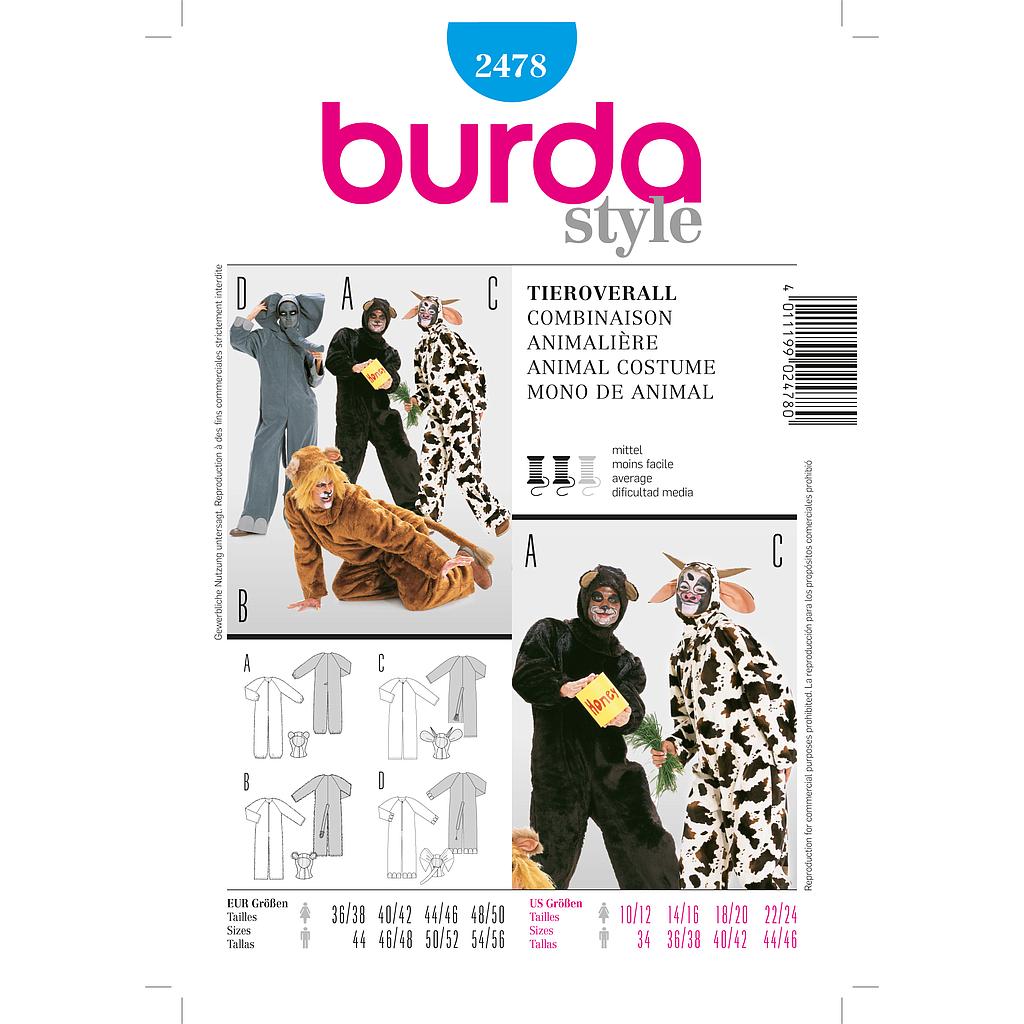 Patrón Burda 2478 Carnaval Combinación animal 