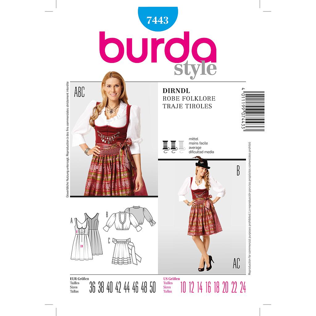 Patron Burda 7443 Robe