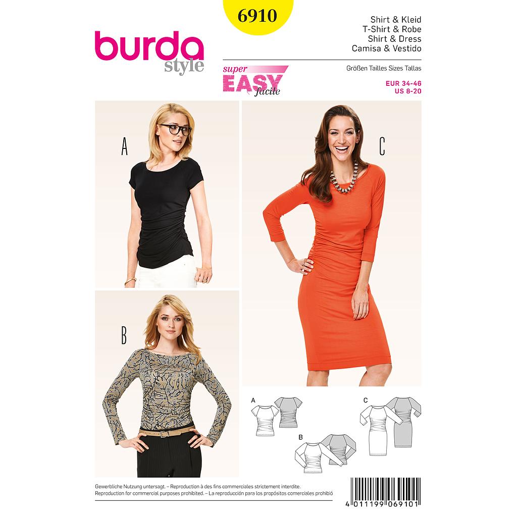 Patron Burda 6910 Tee-Shirt et robe