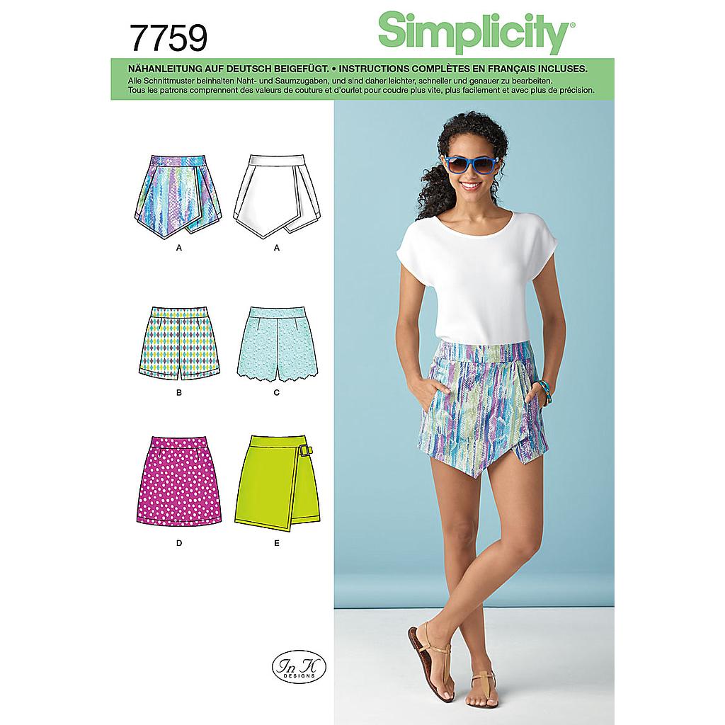 Patrón N°7759.D5 Simplicity : Falda Short 