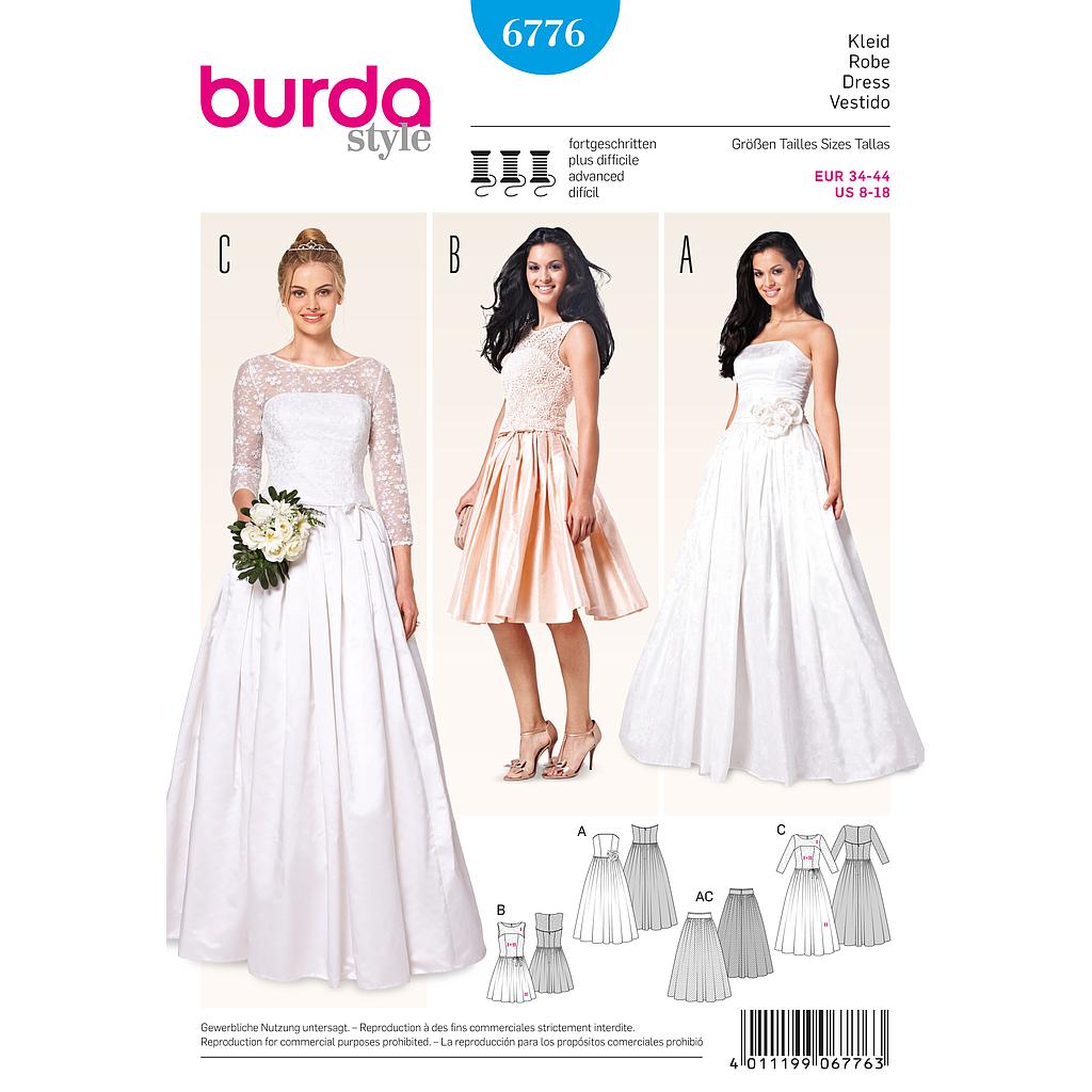 Patrón de Burda 6776 Vestido de novia y vestido de fiesta