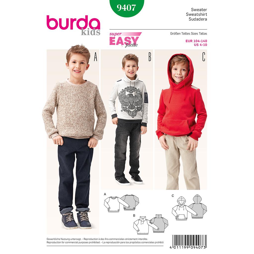 Patron Burda 9407 Kids Sweatshirt