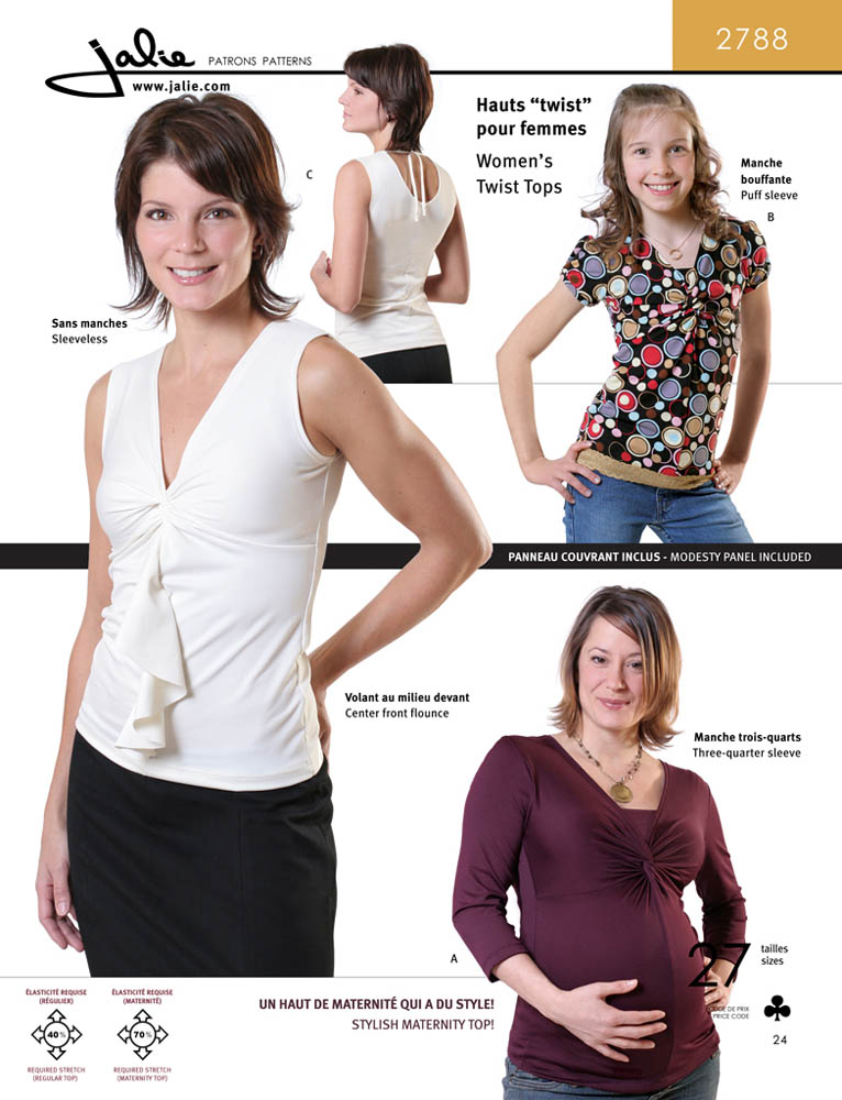 Patron Jalie 2788 Hauts twist pour femmes