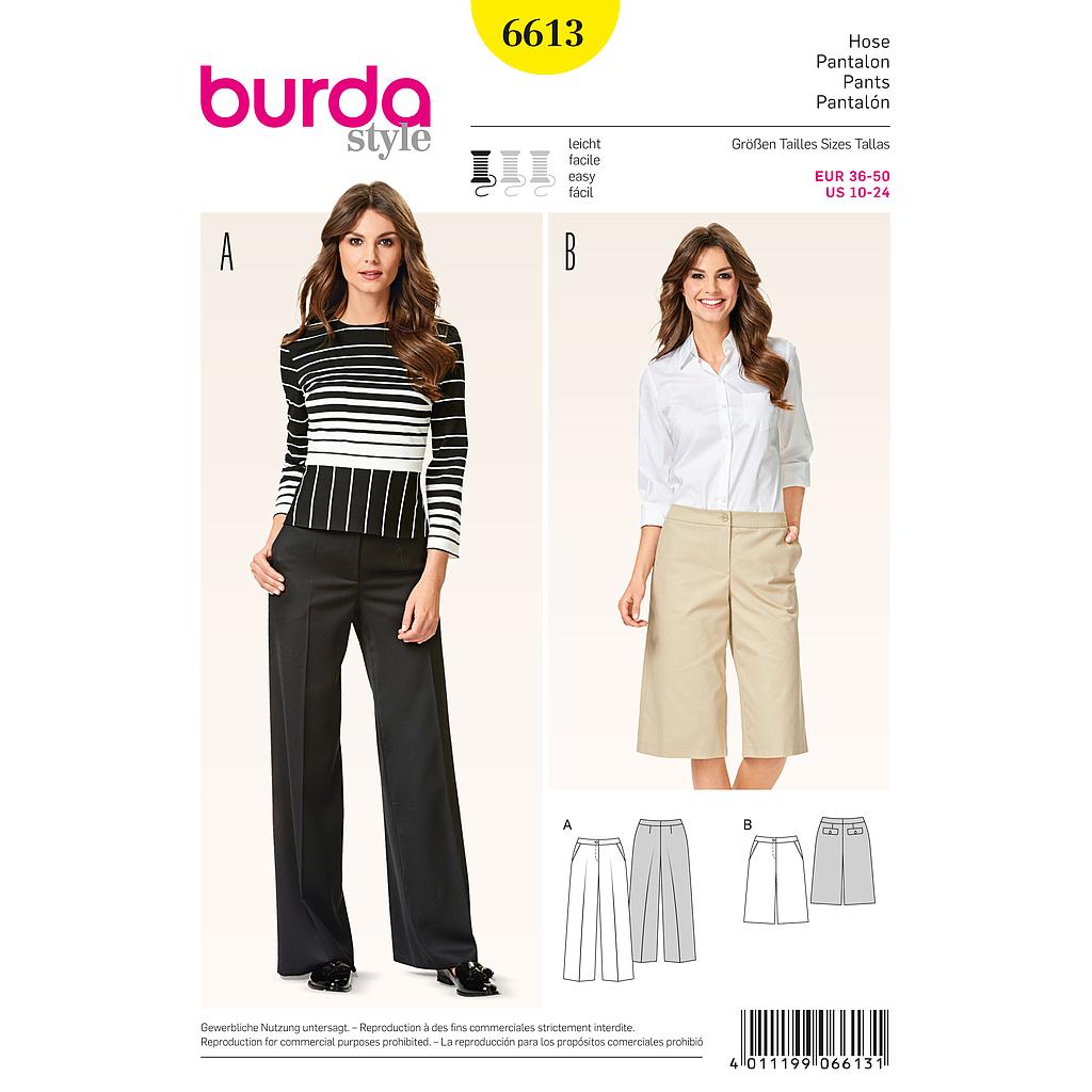 Patron Burda 6613 Pantalon et bermuda