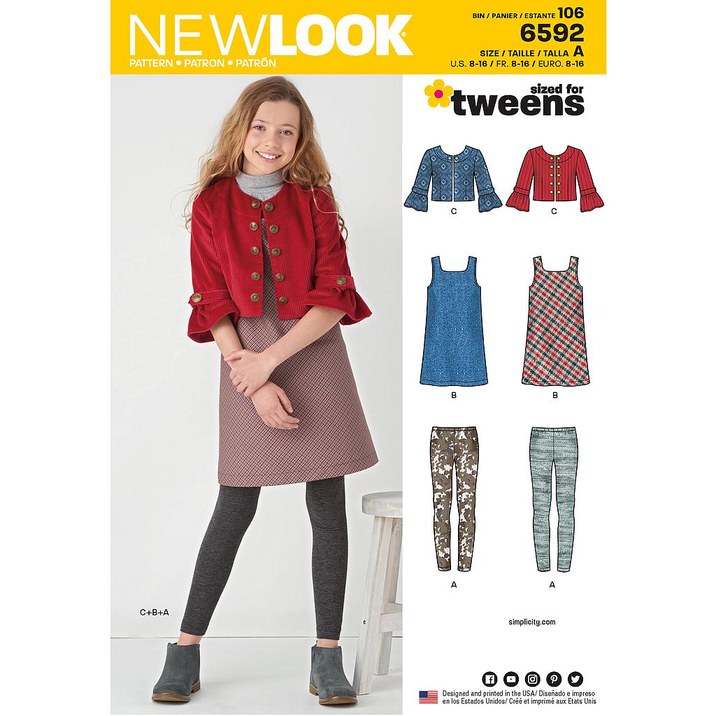 Patron New Look 6592 Ensemble pour filles