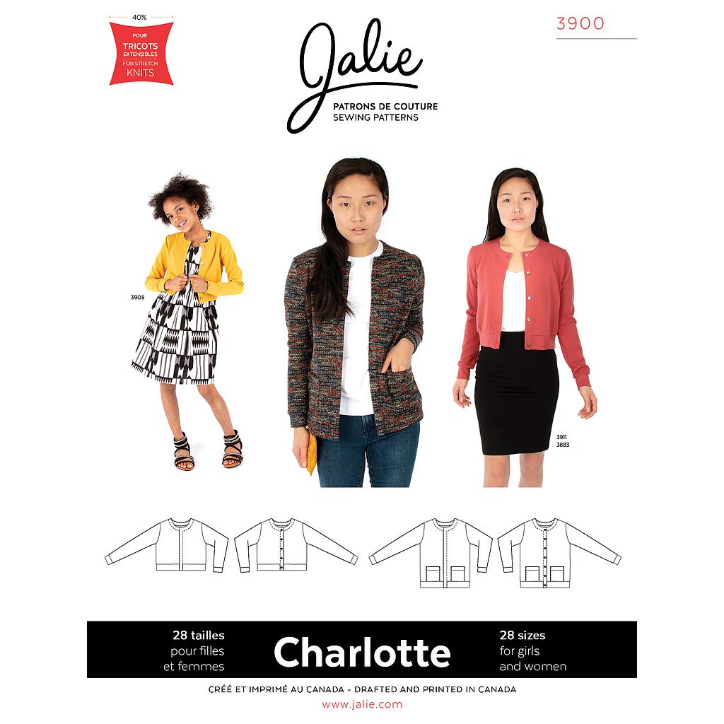 Patron JALIE 3900 CHARLOTTE Cardigan pour femme et filles de 36 à 58 et de 2 à 13 ans