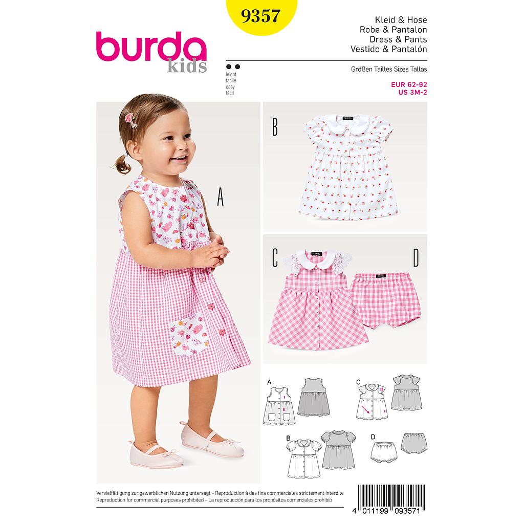 Patron Burda Kids 9357 Vestido y pantalones