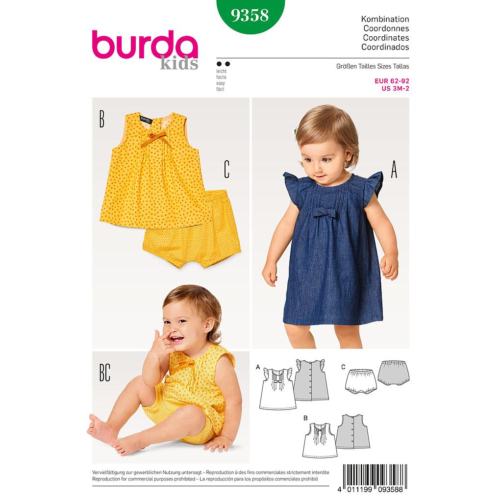 [B9358] Patron Burda Kids 9358 Ensemble bébé