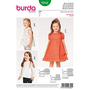 Patron Burda Kids 9362 Vestido y blusa