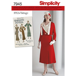 Patron Simplicity 7945 Robe et veste vintage femme 